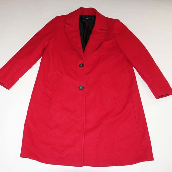 Zara Women's Overcoat Size XL Wool Blend Red 2 Button Front Long Sleeves Coat - Picture 1 of 8